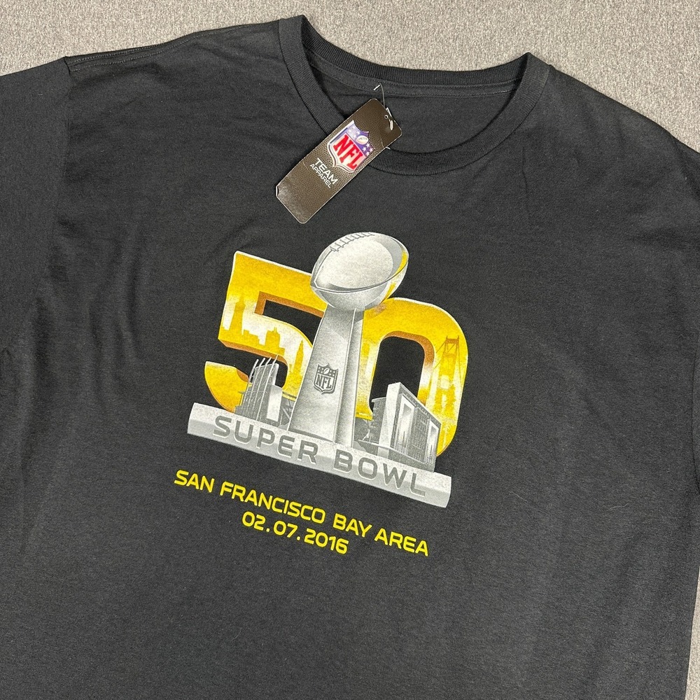 NFL Super Bowl 50 T-Shirt Mens XL Black San Francisco Bay Area 2016 NWT Majestic